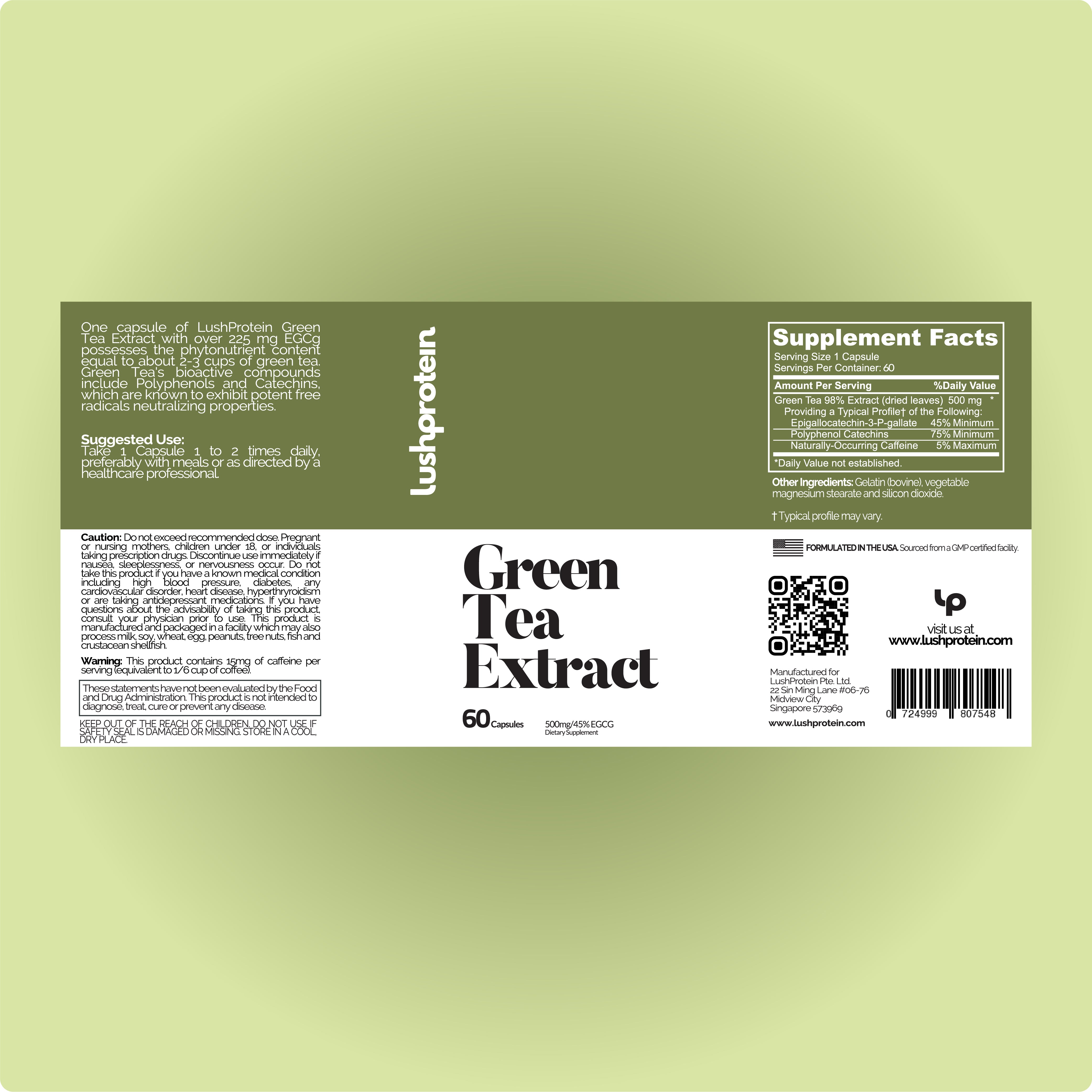 Green Tea Extract Capsules - Lushprotein Malaysia